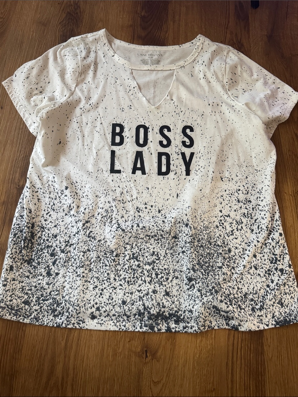 Lane Bryant White and Black 'Boss Lady' Short Sleeve Tee